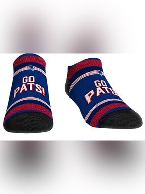New England Patriots “GO PATS” Rock Em Socks Unisex Super Fan Low-Cut Sock S/M